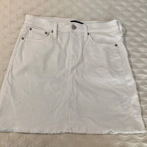 Jcrew White Denim Skirt with Frayed Hem
